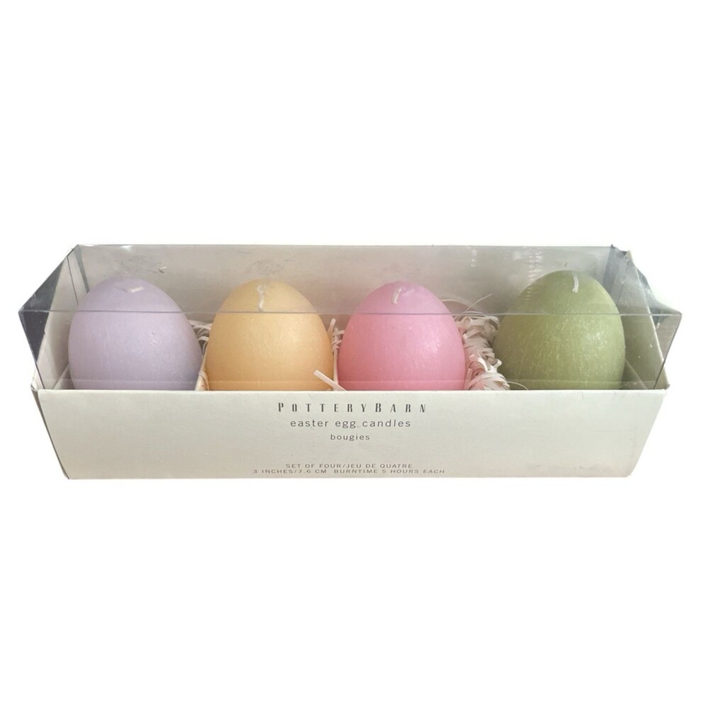 Pottery Barn Easter Egg  Candles Set (4) Multi Color Pastel Spring 3"